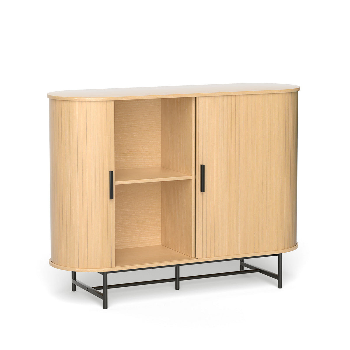 PIIA Oak Buffet Sideboard Sliding Doors Cabinet