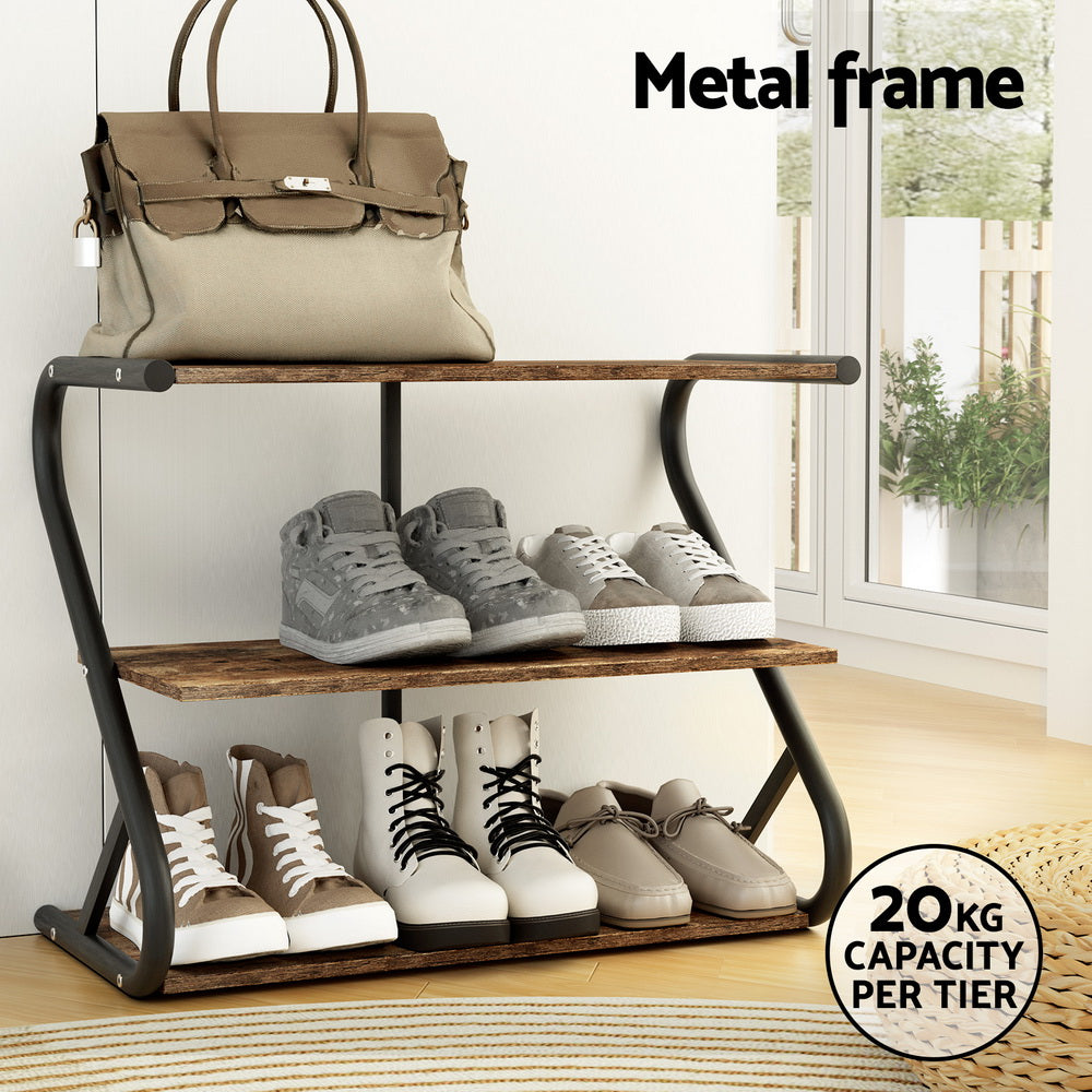 Sawyer 3-Tier Shoe Rack Cabinet Black