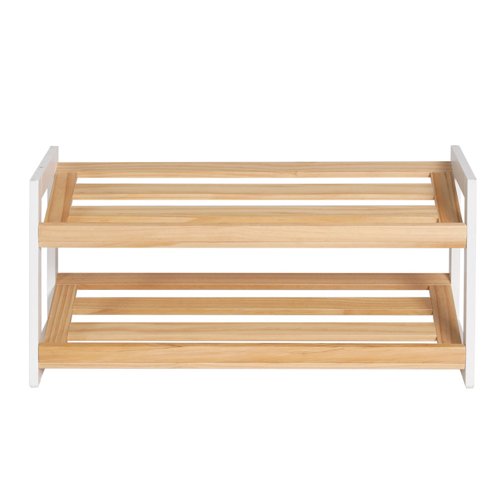 Kara 2-Tier Shoe Rack 6 Pairs White Pine
