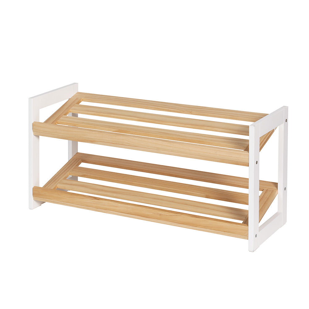 Kara 2-Tier Shoe Rack 6 Pairs White Pine
