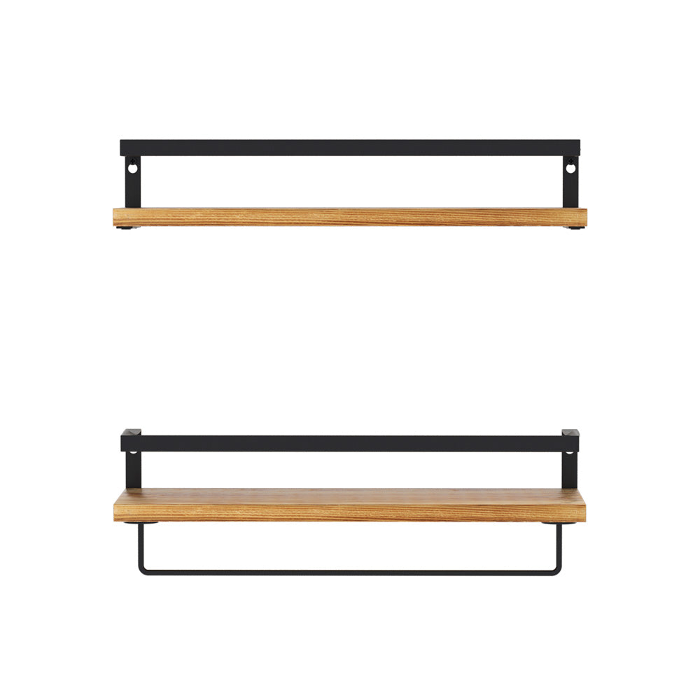 Melis Floating Wall Shelf Set Pine Black