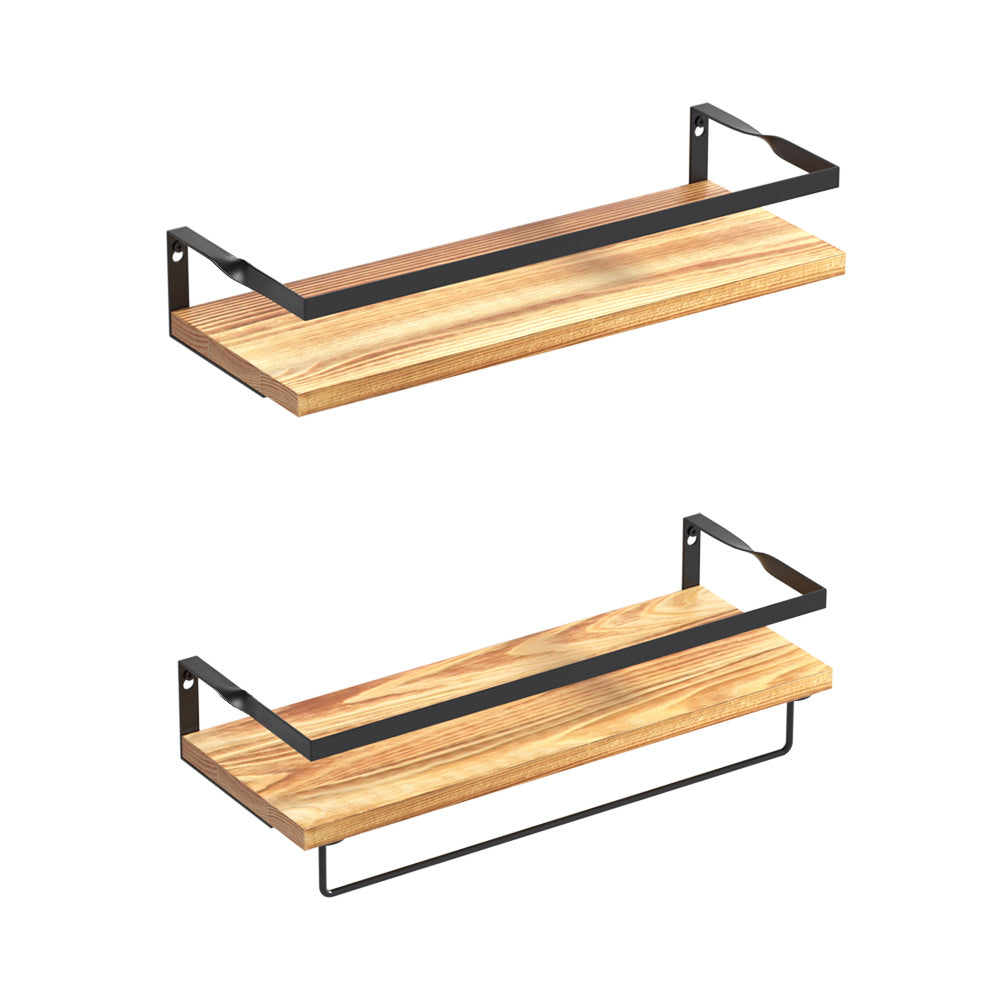 Melis Floating Wall Shelf Set Pine Black