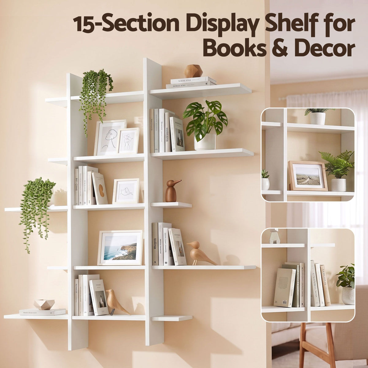 Artiss 15-Section Wall Mounted Display Shelf Floating Bookshelf