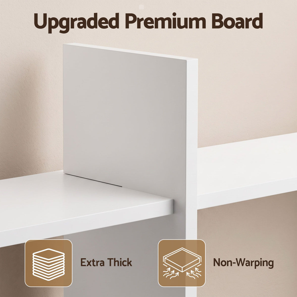 Artiss 15-Section Wall Mounted Display Shelf, Floating Bookshelf for Books and Decor, Extra Thick E1 PB Board for Home Study and Living Room, 116 x 18 x 129 cm