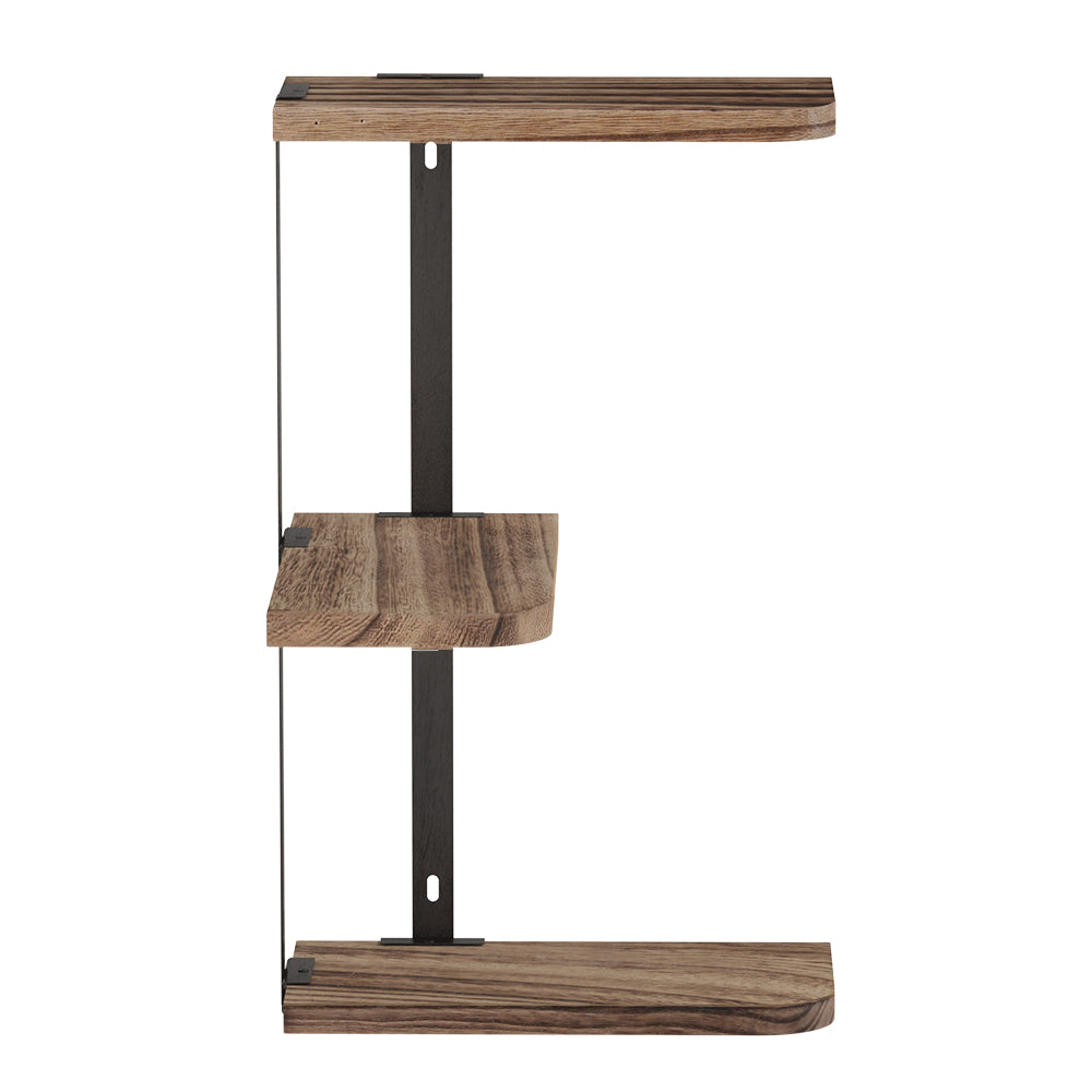 Faro 3-Tier Floating Wall Shelf Rust Oak Black
