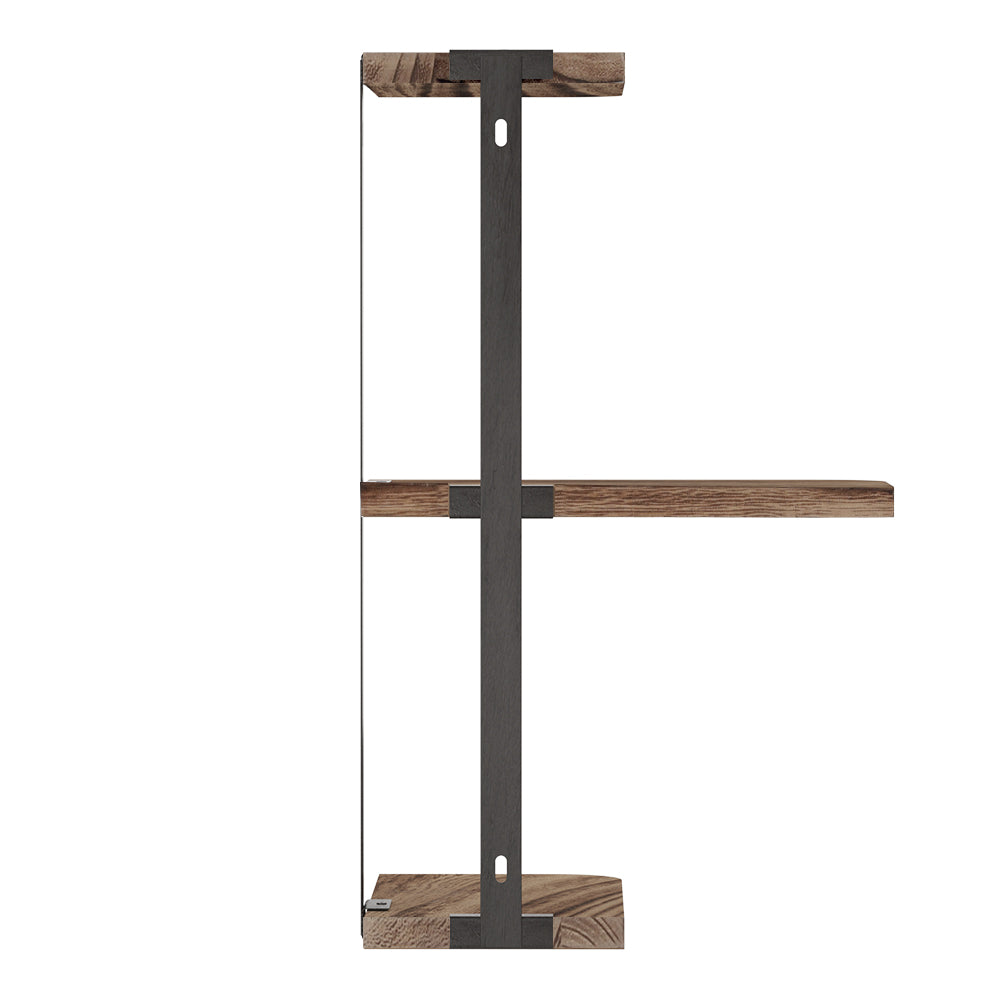 Faro 3-Tier Floating Wall Shelf Rust Oak Black