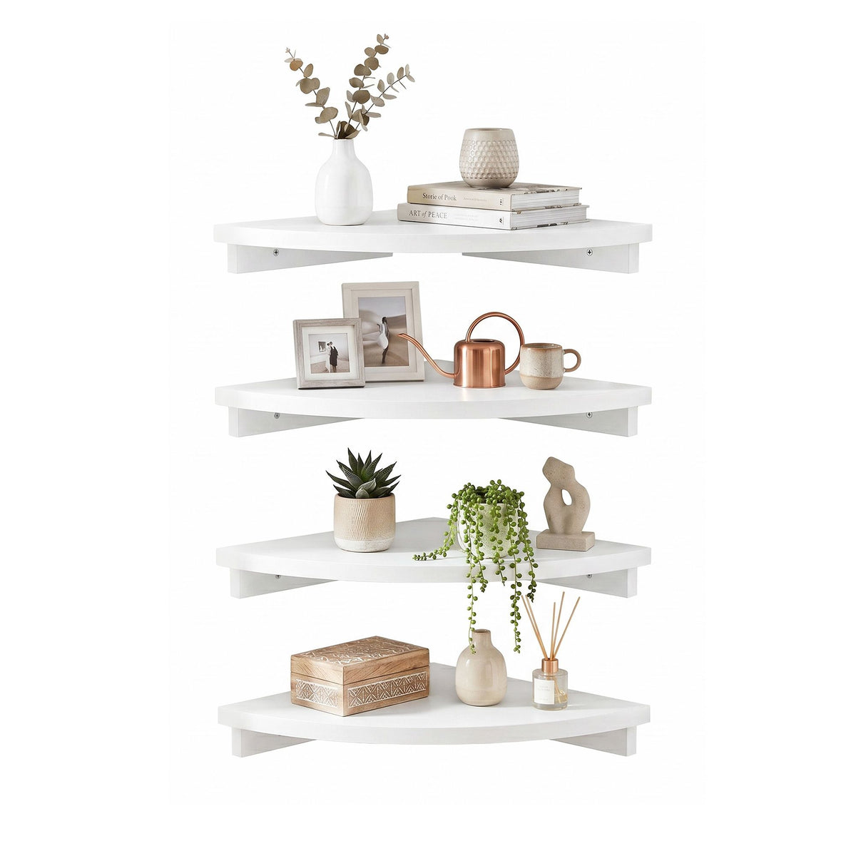 Artiss 4 Piece Corner Floating Wall Shelf Set White