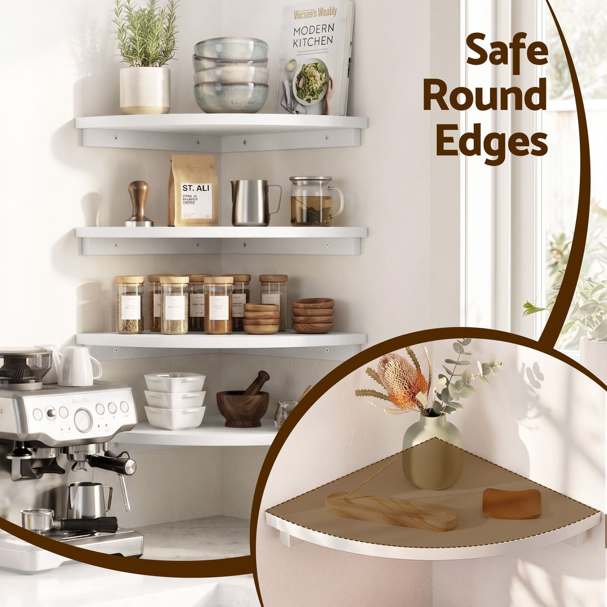 Artiss 4 Piece Corner Floating Wall Shelf Set White