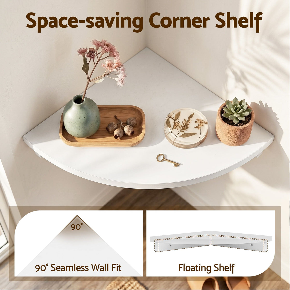 Artiss 4 Piece Corner Floating Wall Shelf Set White