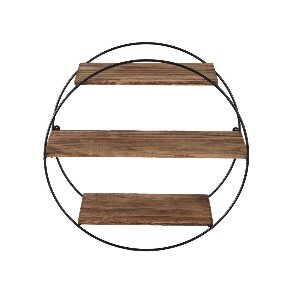 Iman 3-Tier Round Floating Wall Shelf Rust Oak/Black