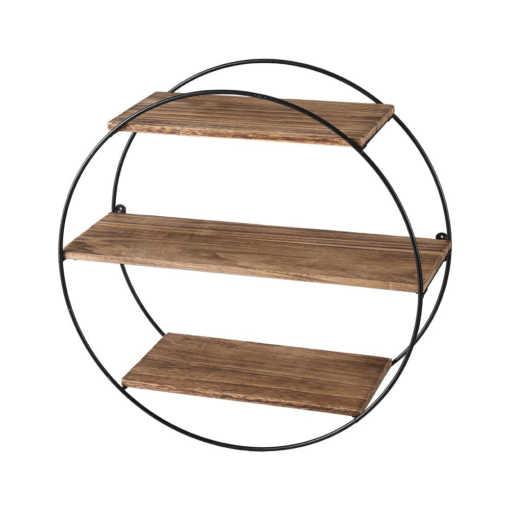 Iman 3-Tier Round Floating Wall Shelf Rust Oak/Black