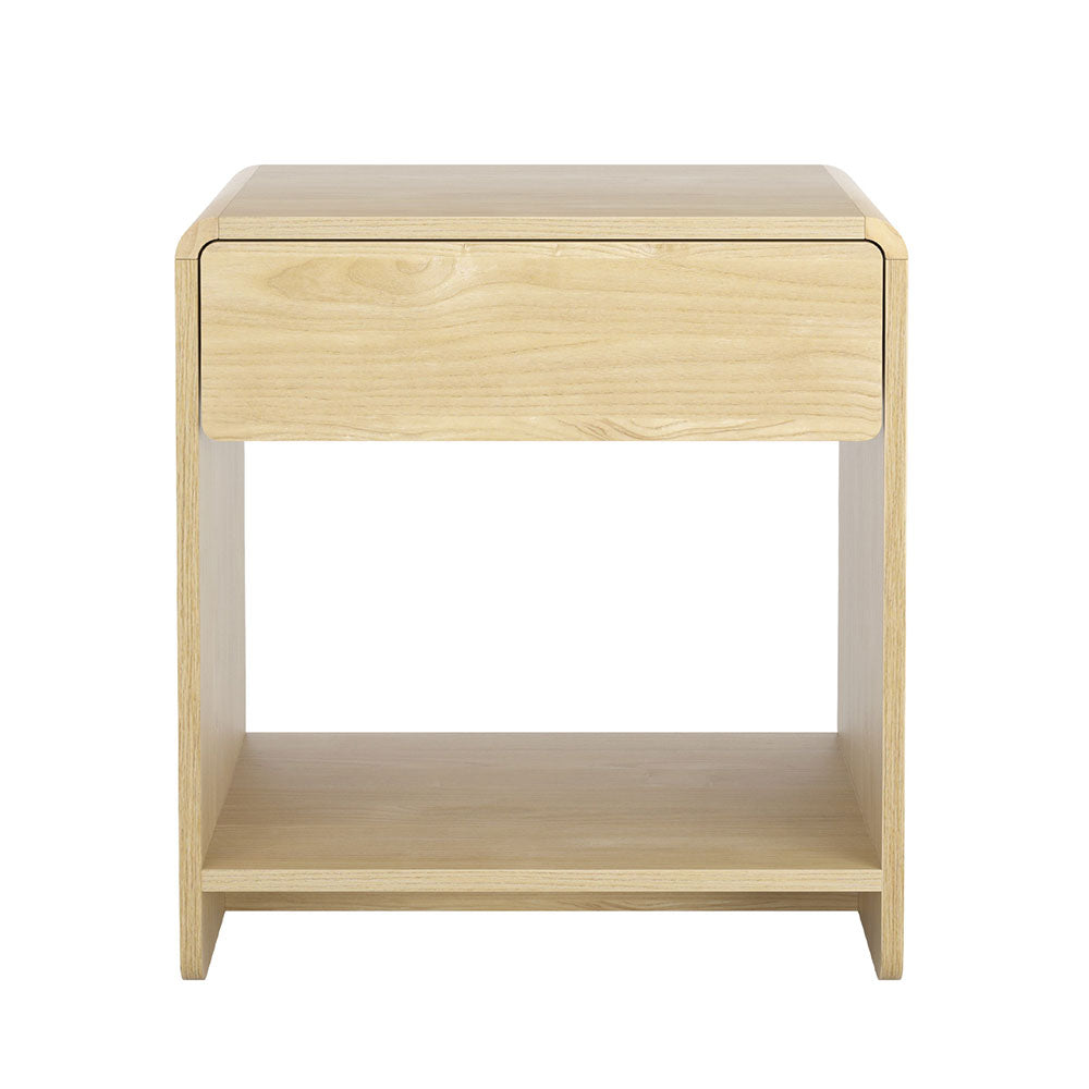Artiss Pine Bedside Table Drawer Open Shelf
