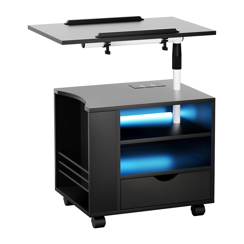 TALA Smart Bedside Table USB Charging LED Laptop Tray Black