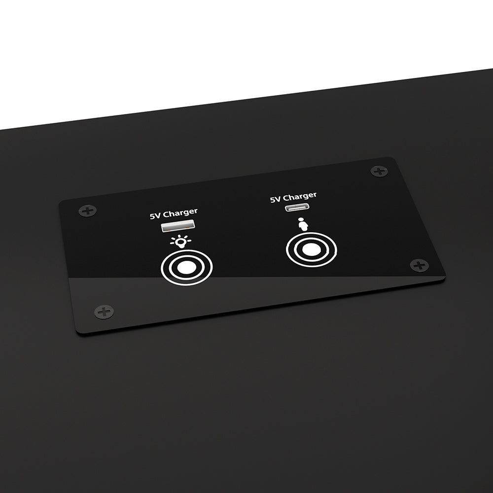 TALA Smart Bedside Table USB Charging LED Laptop Tray Black