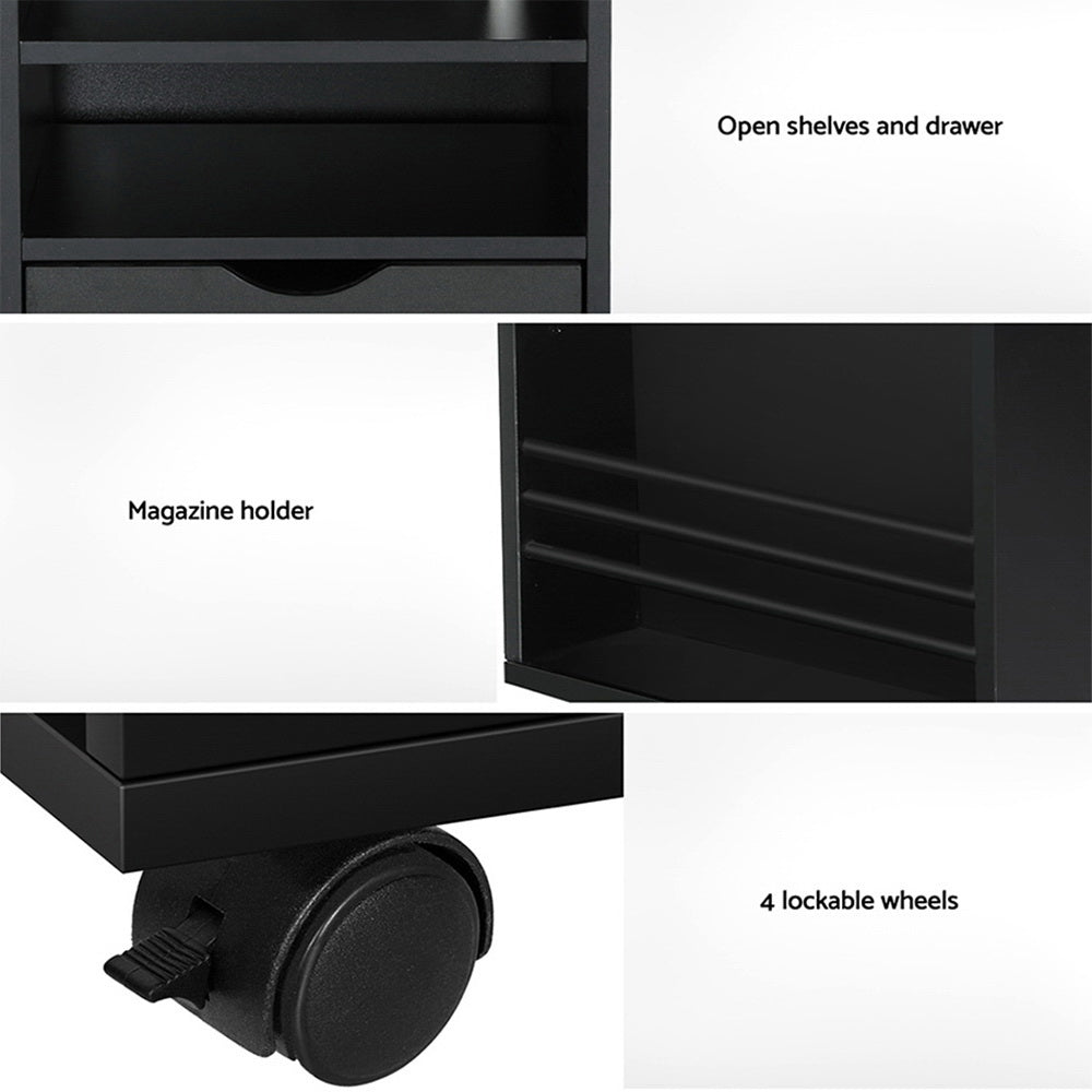 TALA Smart Bedside Table USB Charging LED Laptop Tray Black