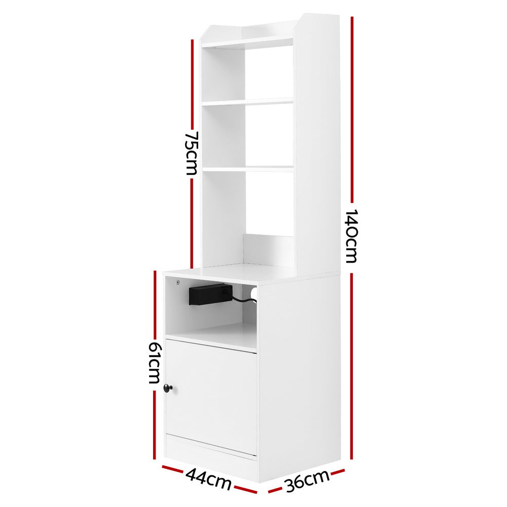 Artiss White Bedside Table Charging Station Nightstand