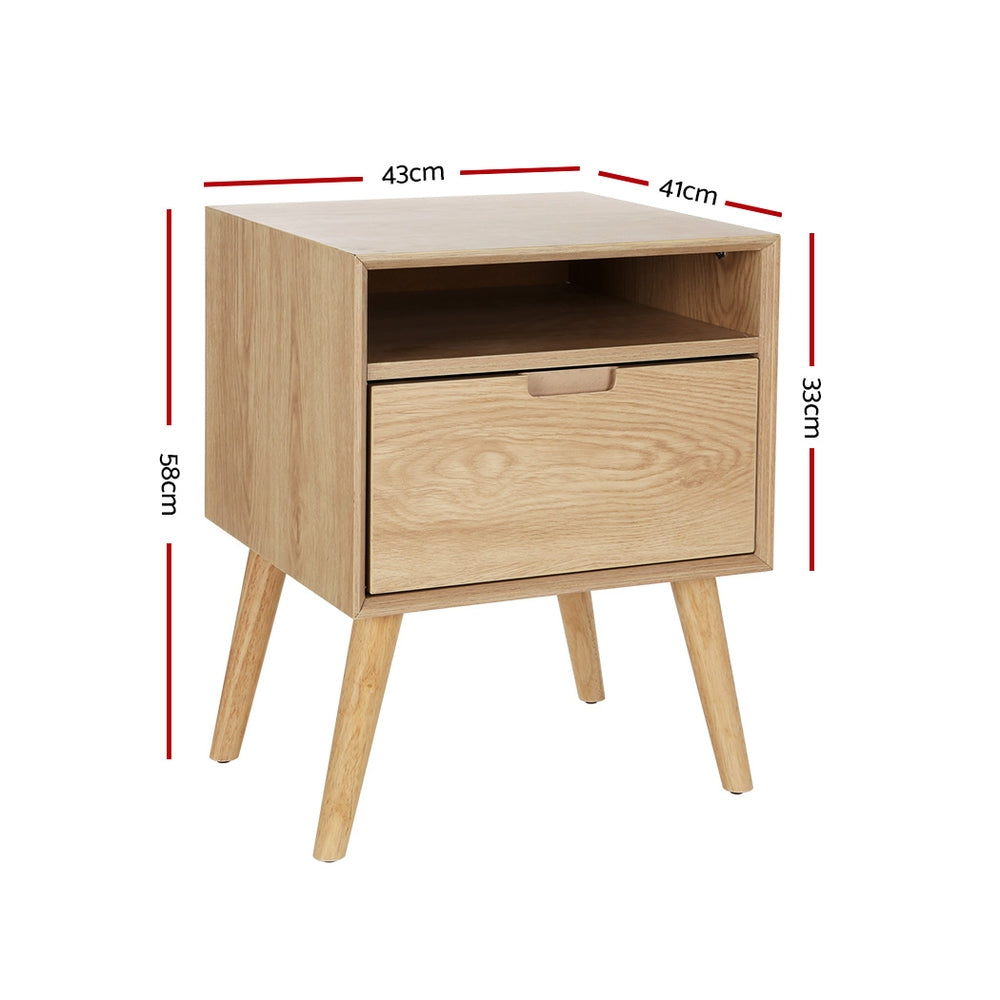 Gorr Bedside Table Storage Cabinet Pine