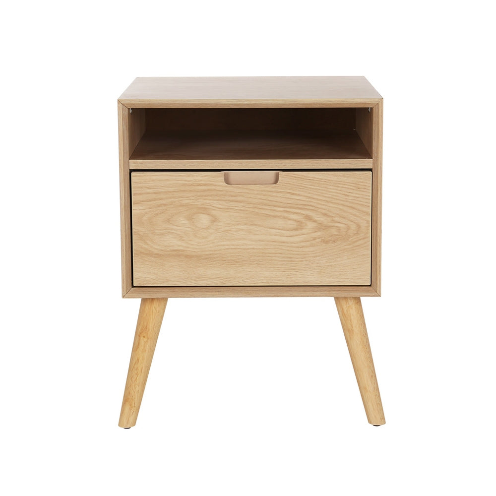 Gorr Bedside Table with Drawer and Open Shelf Nightstand