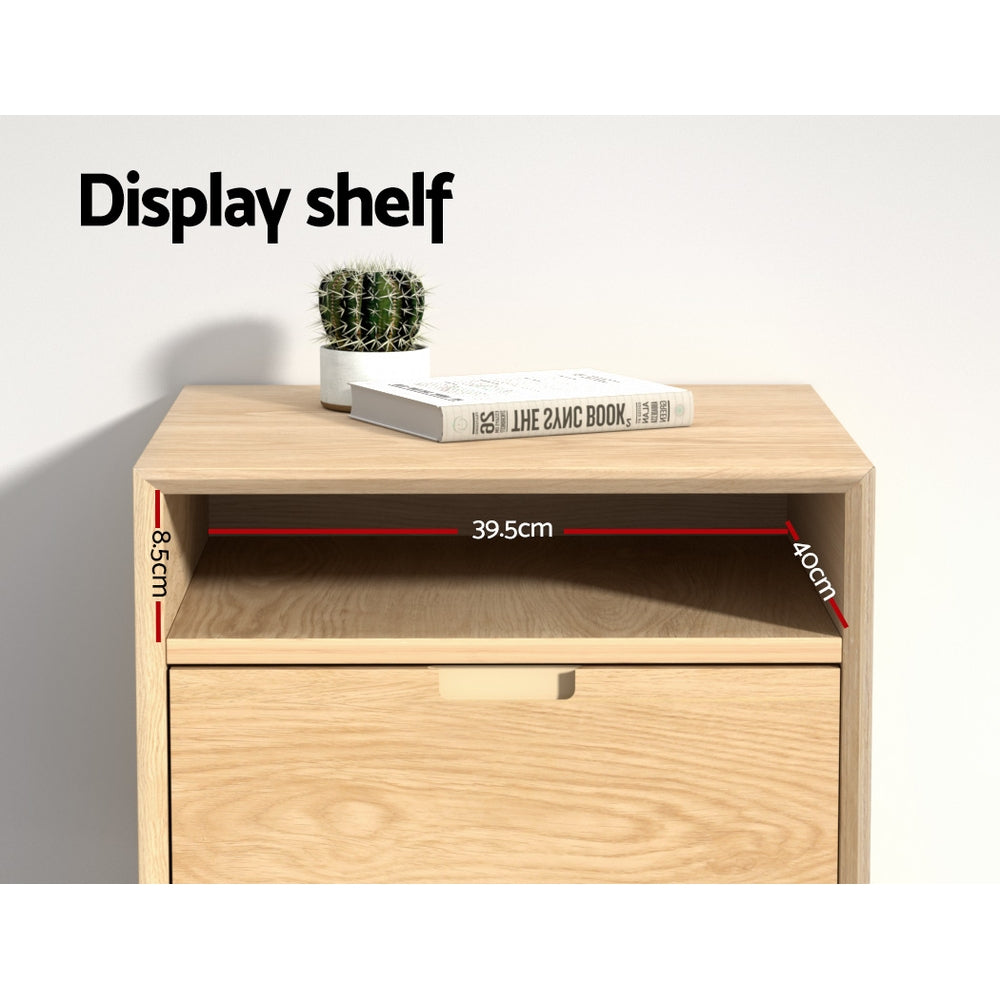 Gorr Bedside Table Storage Cabinet Pine