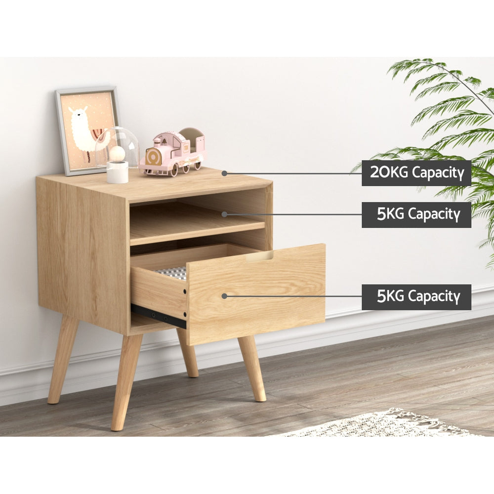 Gorr Bedside Table Storage Cabinet Pine