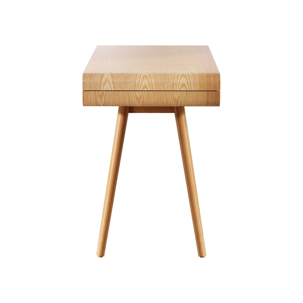 Scandinavian 100cm Computer Desk Natural Wood Two-Drawer