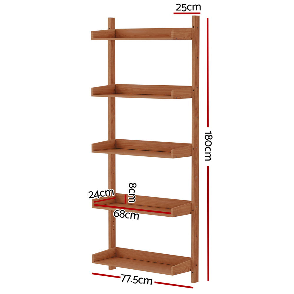 CAPIZ Oak Floating Bookshelf 5-Tier