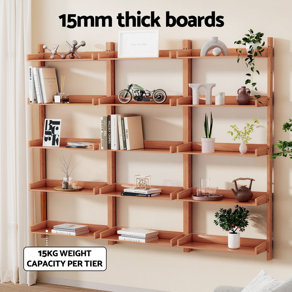 CAPIZ Oak Floating Bookshelf 5-Tier