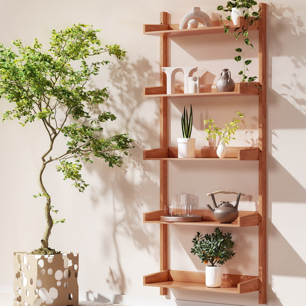 CAPIZ Oak Floating Bookshelf 5-Tier