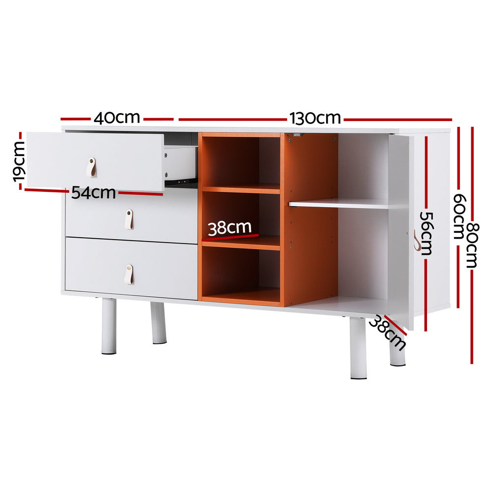 Artiss Buffet Sideboard Cabinet Storage White Orange