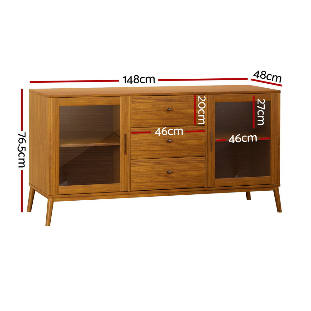 Reary Oak Buffet Sideboard Glass Doors
