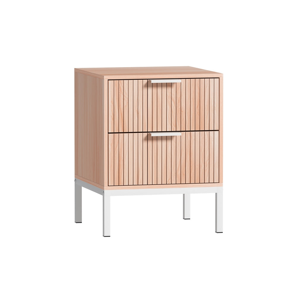 Lura Bedside Table 2-Drawer Pine White