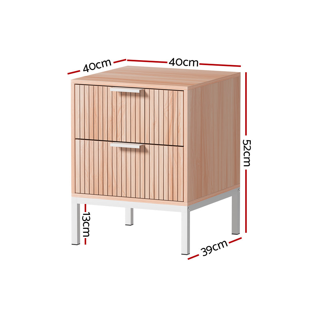 Lura Bedside Table 2-Drawer Pine White