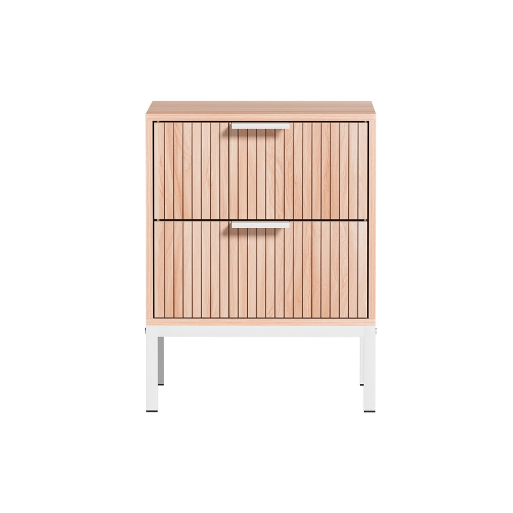 Lura Bedside Table 2-Drawer Pine White