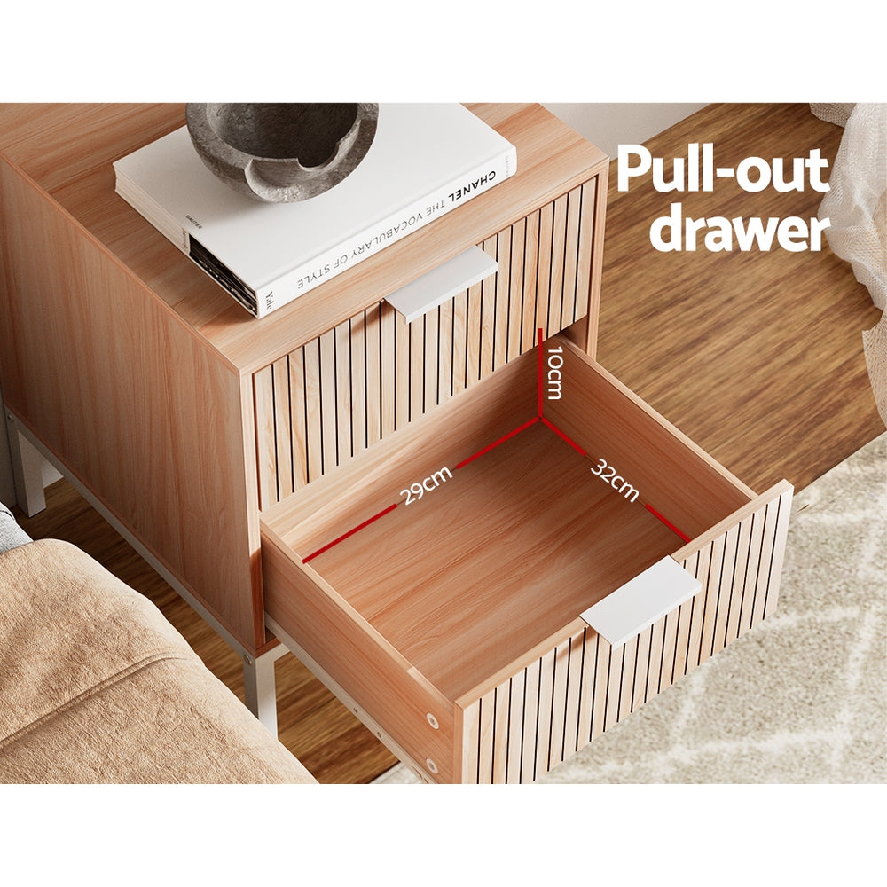 Lura Bedside Table 2-Drawer Pine White