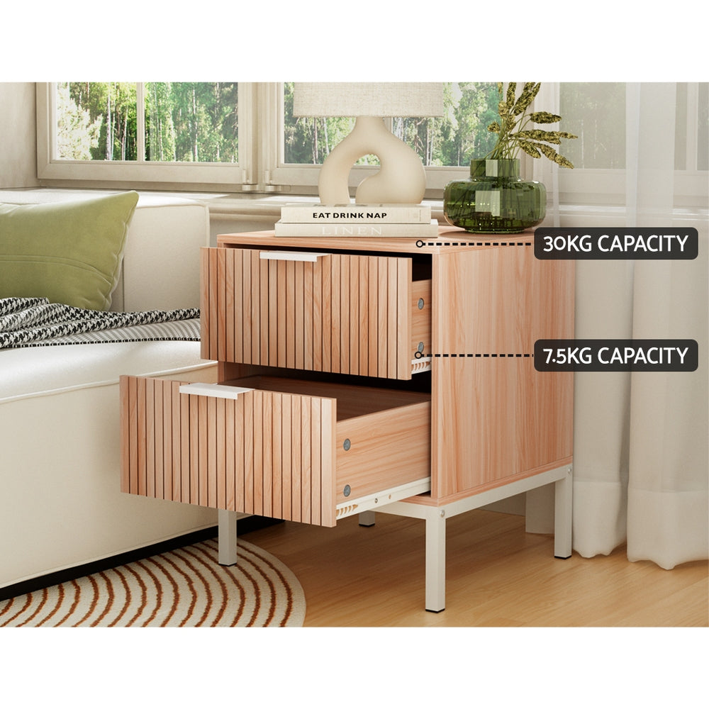 Lura Bedside Table 2-Drawer Pine White