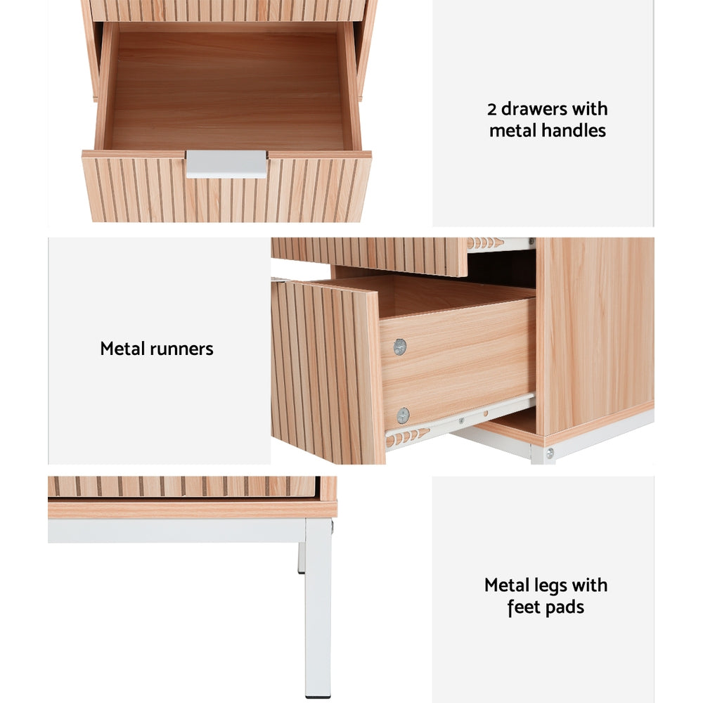 Lura Bedside Table 2-Drawer Pine White