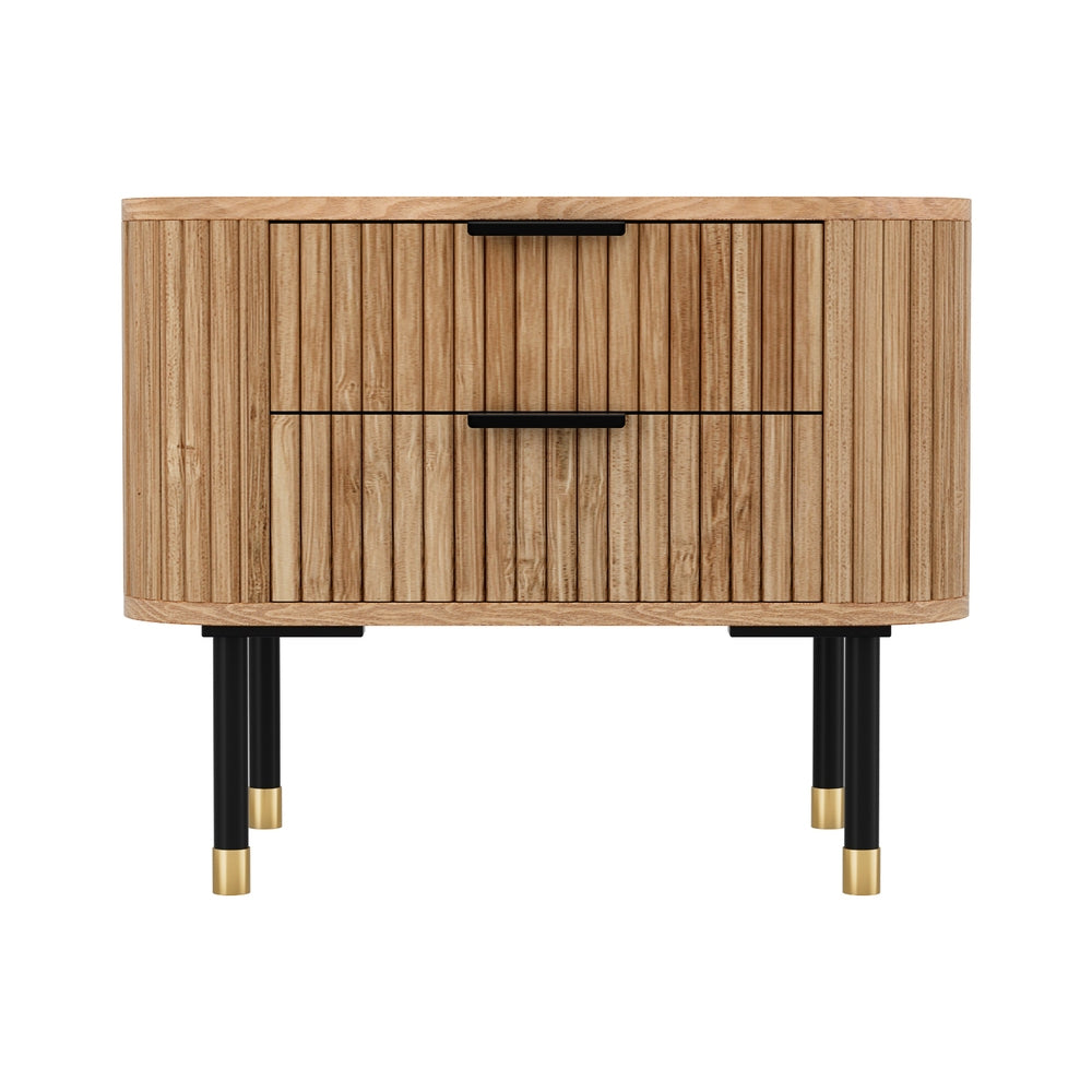 Paulownia Pine Bedside Table 2 Drawers