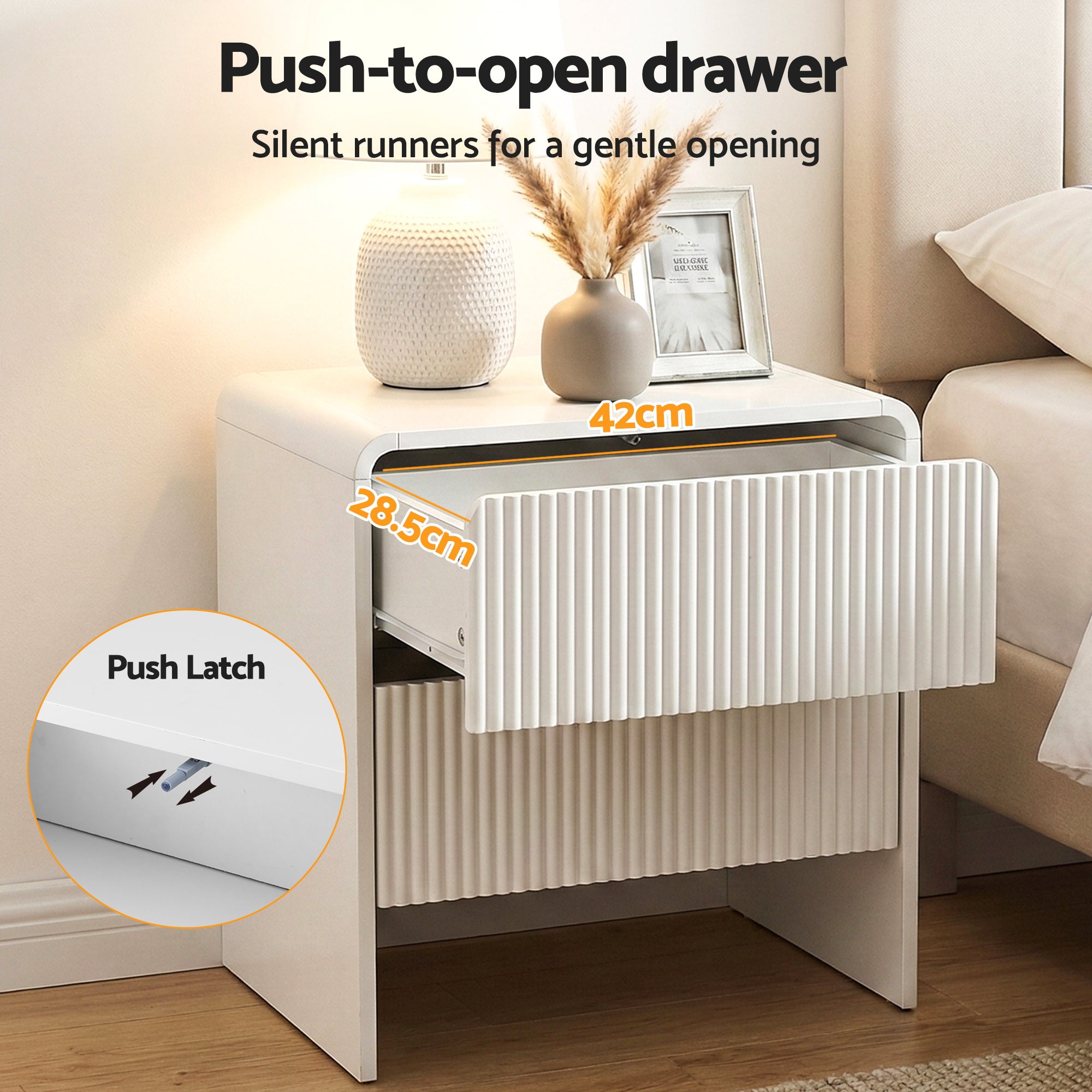 Artiss Bedside Table 2 Drawers - Beige