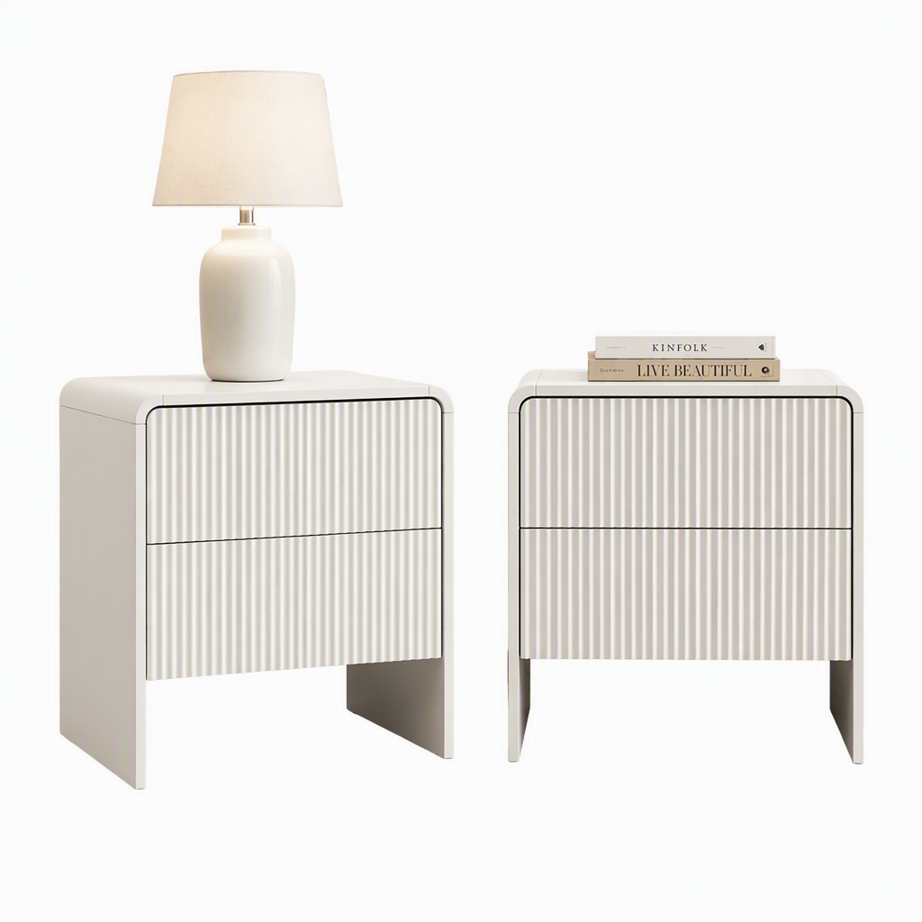 Artiss 2x Bedside Table 2 Drawers - Beige