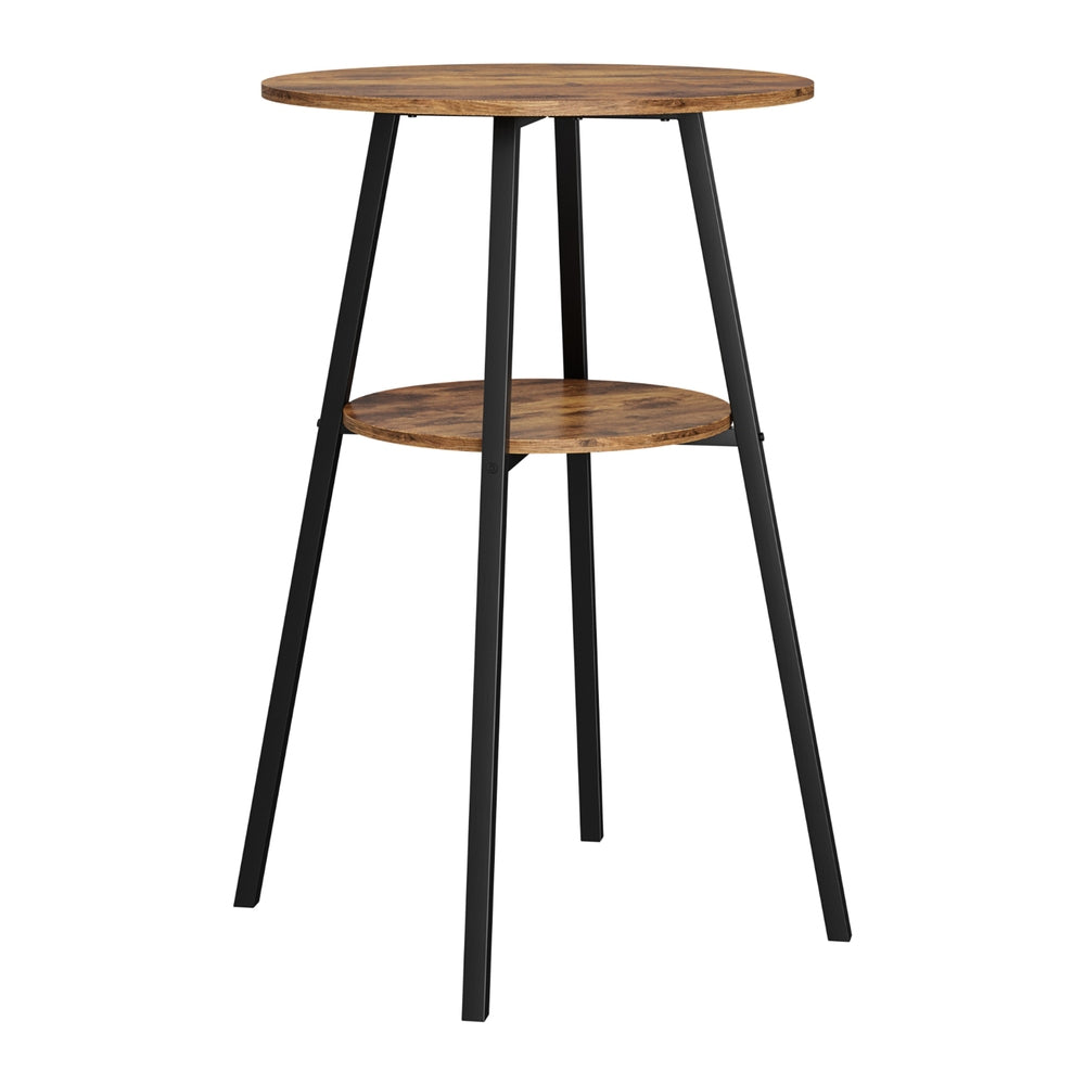 Industrial Bar Table 2-Tier Weather-Resistant MDF Steel Frame Rustic Brown