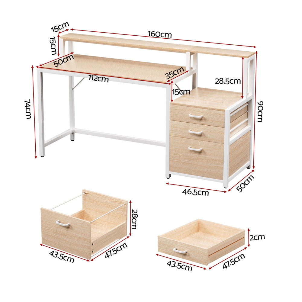 Artiss 160cm Computer Desk Home Office Study Table Oak
