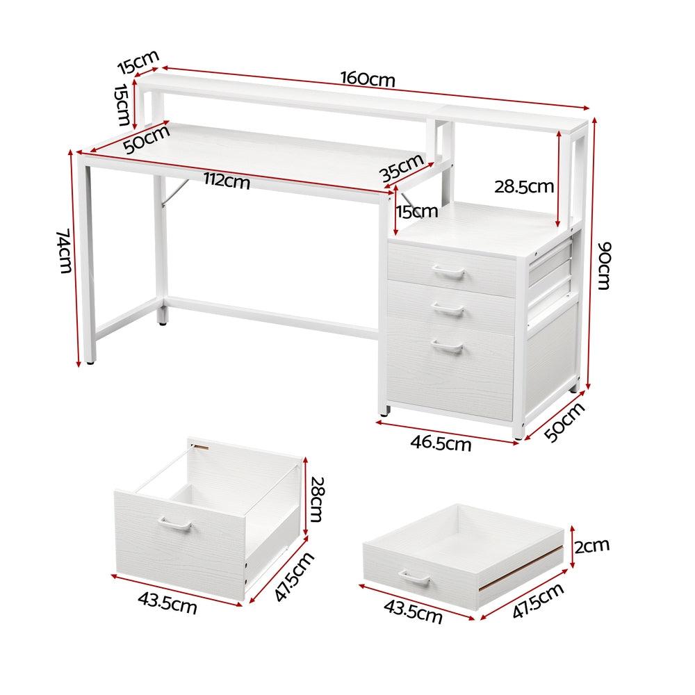 Artiss 160CM Computer Desk Home Office Study Table White