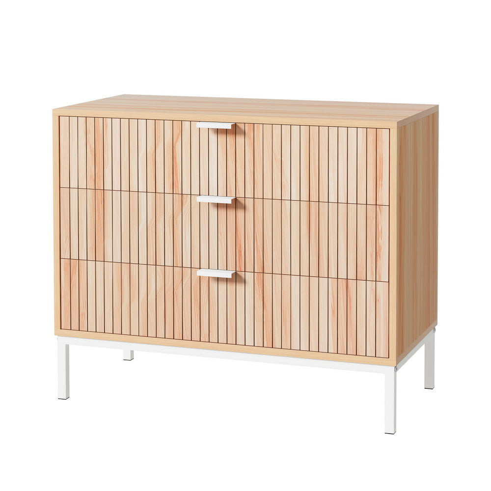 Stylish 3 Drawer Chest with Metal Legs - Artiss