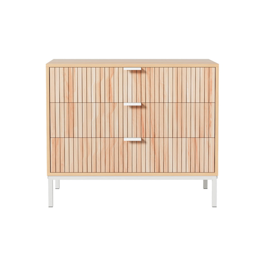 Stylish 3 Drawer Chest with Metal Legs - Artiss