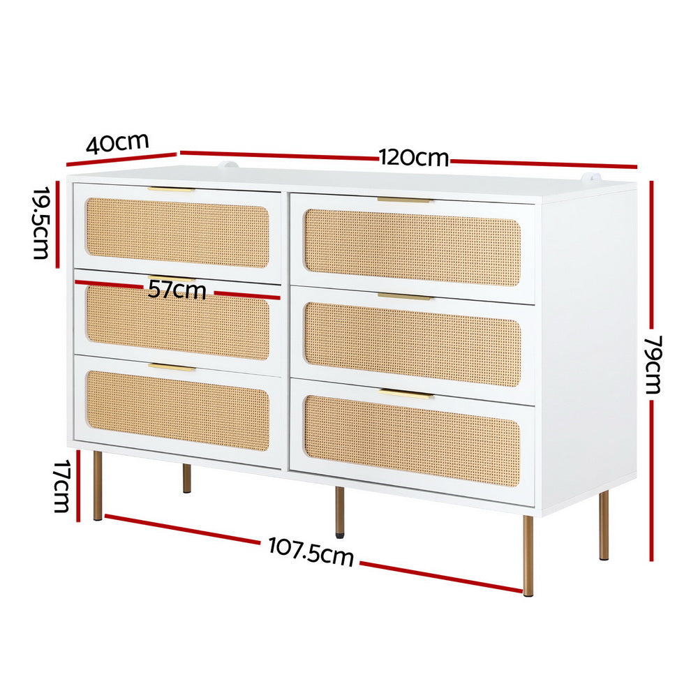 Artiss 6-Drawer Lowboy Cabinet White