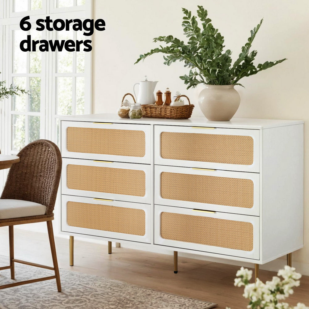 Artiss 6-Drawer Lowboy Cabinet White