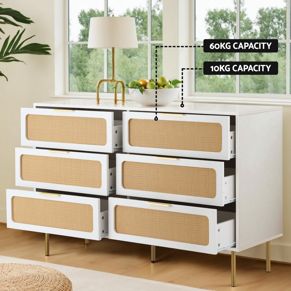 Artiss 6-Drawer Lowboy Cabinet White