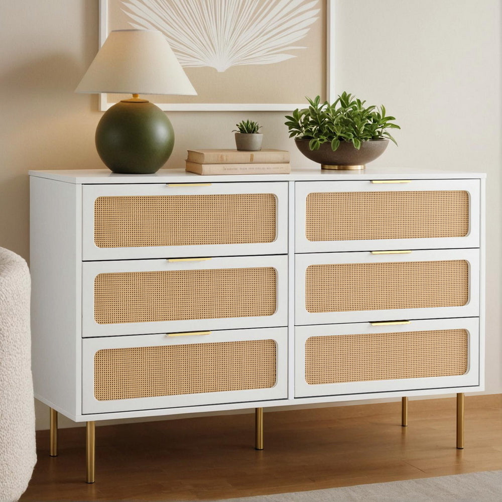 Artiss 6-Drawer Lowboy Cabinet White
