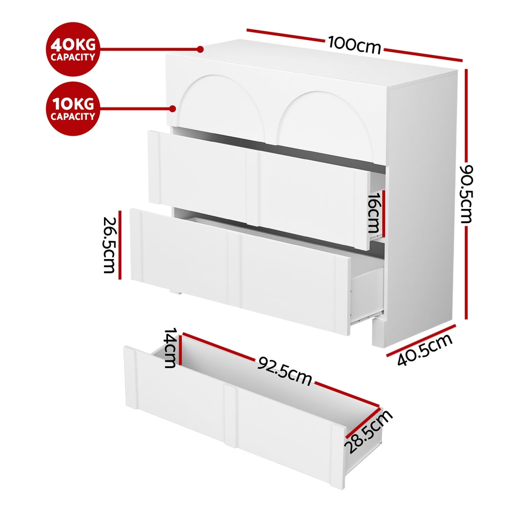 Artiss 3-Drawer Lowboy Dresser Cabinet White
