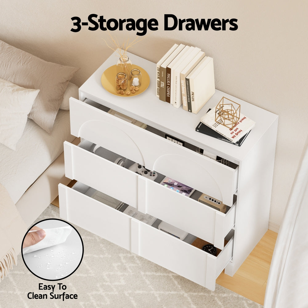 Artiss 3-Drawer Lowboy Dresser Cabinet White